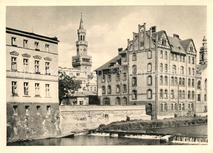 Opole Oppeln Oberschlesien Fragment miasta nad kanalem Stadtpartie am Kanal