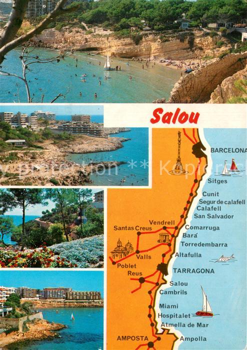 Salou Kuestenpanorama Bucht Strand Kuestenstrasse Landkarte