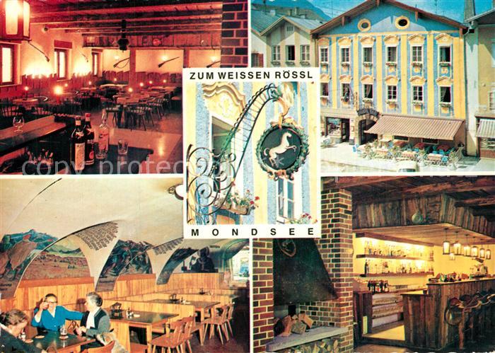 Mondsee Salzkammergut Gasthof Zum weissen Roessl Restaurant Bar Tuerschild