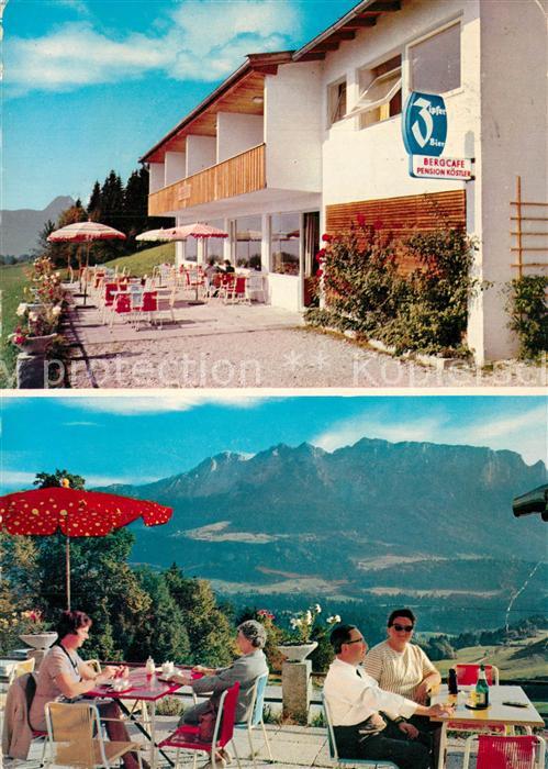 Niederndorferberg Bergcafe Koestler Terrasse Blick zum Kaisergebirge