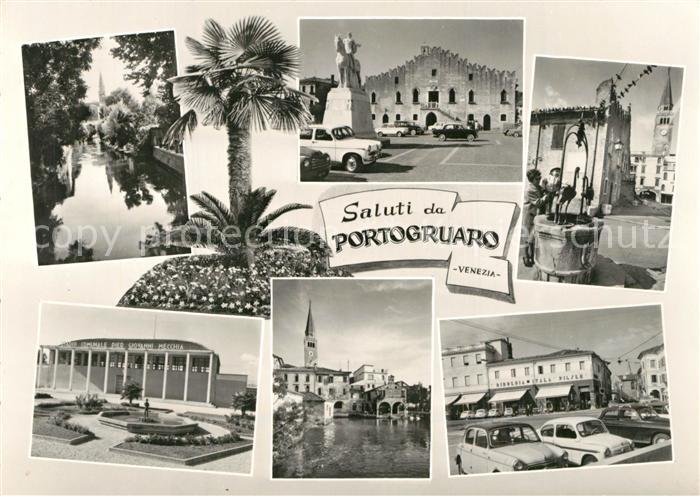 Portogruaro Teilansichten Innenstadt Gebaeude Denkmal Palme