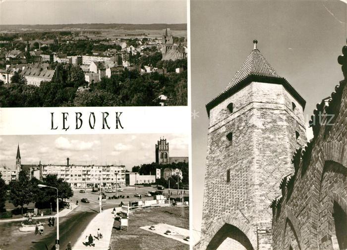 Lebork Widok ogolny Plac Pokoju Gotycka Gaszta Bluszczowa