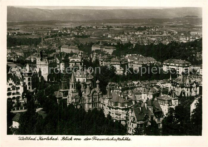 Karlsbad Eger Panorama Blick von der Freundschaftshoehe
