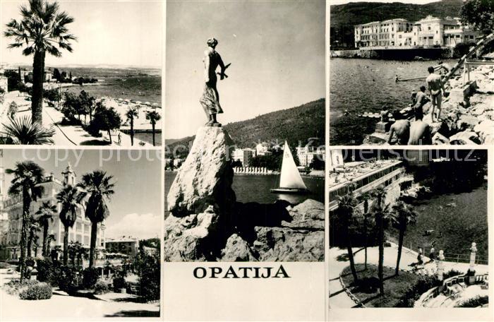 Opatija Abbazia Kuestenpanorama Strand Promenade Statue