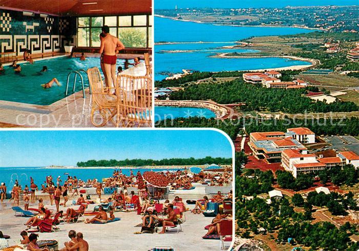 Umag Umago Istrien Hotel Koral Strand Fliegeraufnahme Schwimmhalle