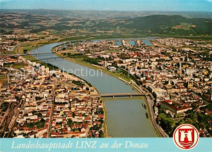 Linz Donau Fliegeraufnahme Donaupartie