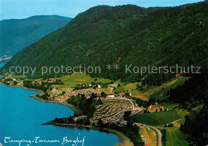 Landskron Kaernten See Camping Terrassen Berghof Fliegeraufnahme