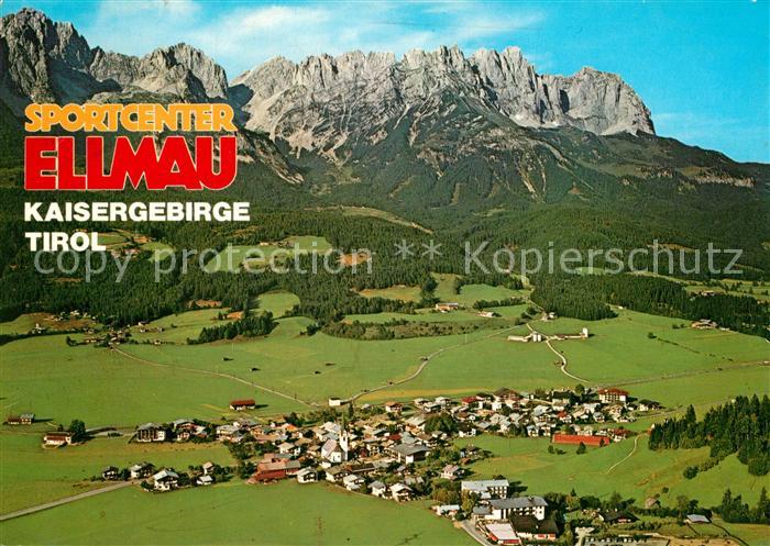 Ellmau Tirol Fliegeraufnahme mit Kaisergebirge