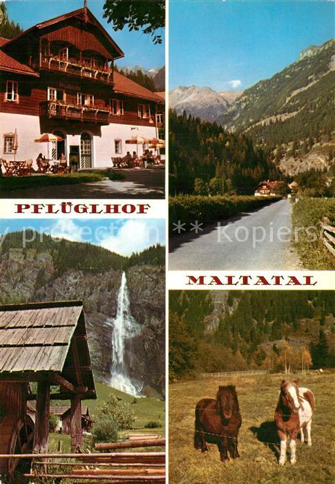 Maltatal Kaernten Alpenhotel Pflueglhof Wasserfall Strasse Ponys