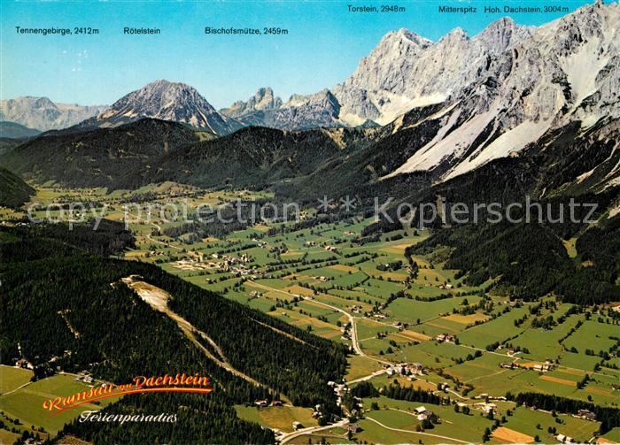 Ramsau Dachstein Steiermark Fliegeraufnahme mit Kulm Dachsteinsuedwaende Bischof