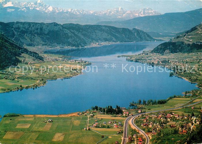 Ossiachersee Fliegeraufnahme mit Julischen Alpen