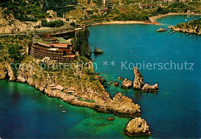 Taormina Sizilien Fliegeraufnahme Capo Taormina