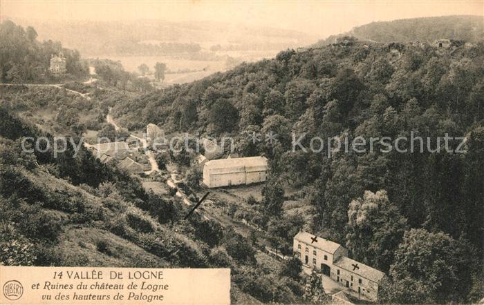 Logne Belgien Vallee de Logne et Ruines du chateau de Logne vu des hauteurs de P