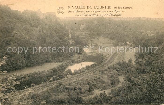 Ourthe Ruines du Chateau de Logne vers les Roches aux Corneilles vu de Palogne