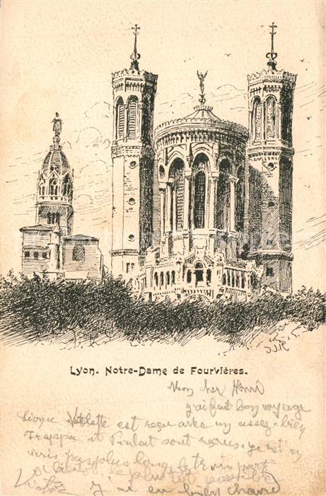 Lyon France Eglise Notre Dame de Fourvières Dessin