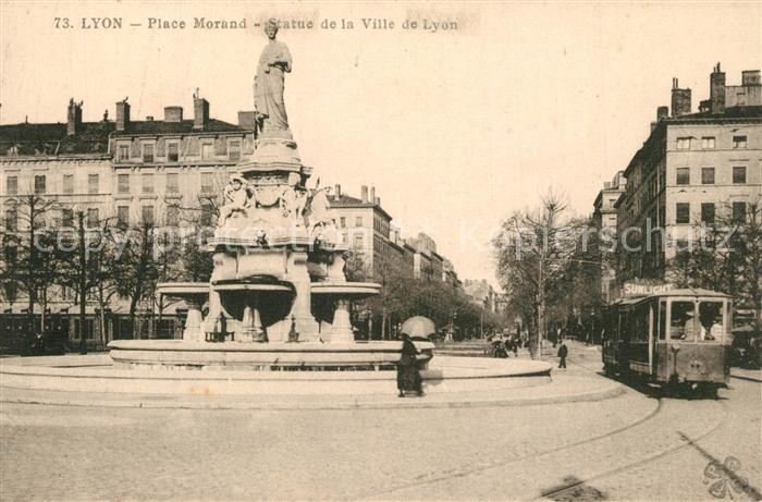 Lyon France Place Morand Statue de la Ville de Lyon tram