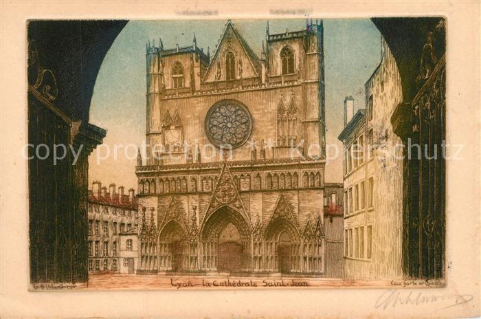 Lyon France Cathedrale Saint Jean Dessin Künstlerka