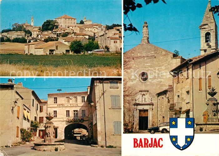Barjac Gard Teilansichten Motiv mit Kirche Brunnen