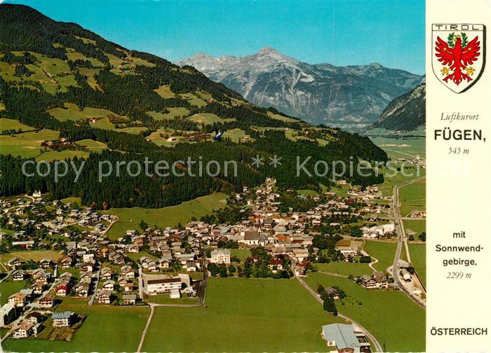 Fuegen mit Sonnwendgebirge Fliegeraufnahme