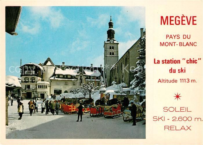 Megeve Station du ski Ortsmotiv mit Kirche Pfe