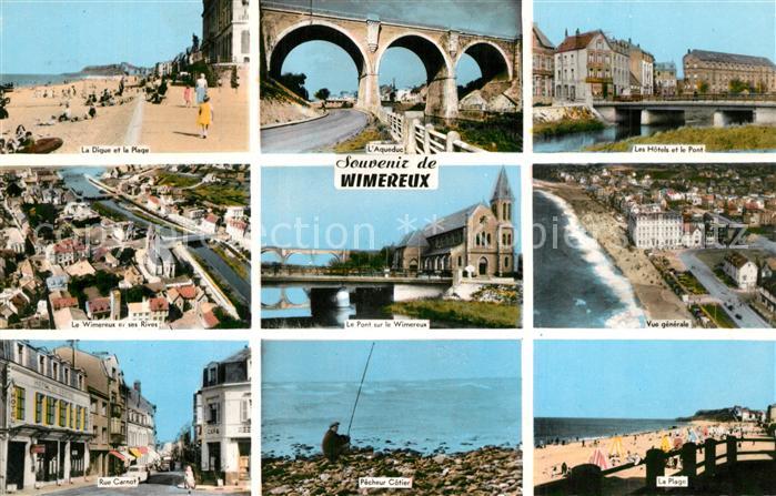 Wimereux La Digue Plage Aqueduc Hôtel Pont Rue Pêcheur vue aérienne