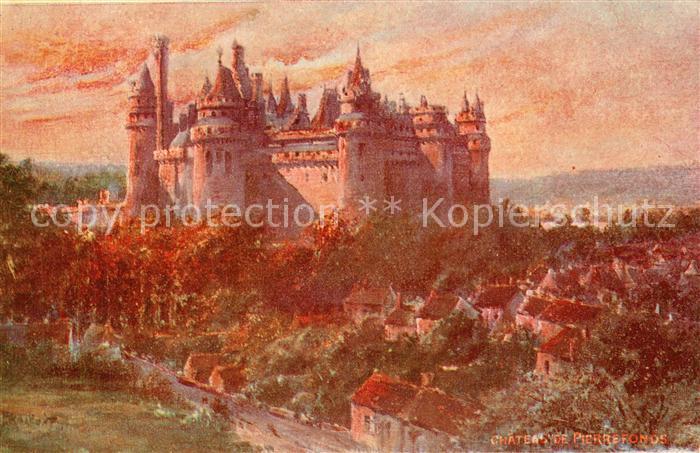 Pierrefonds Oise Chateau Dessin Kuenstlerkarte