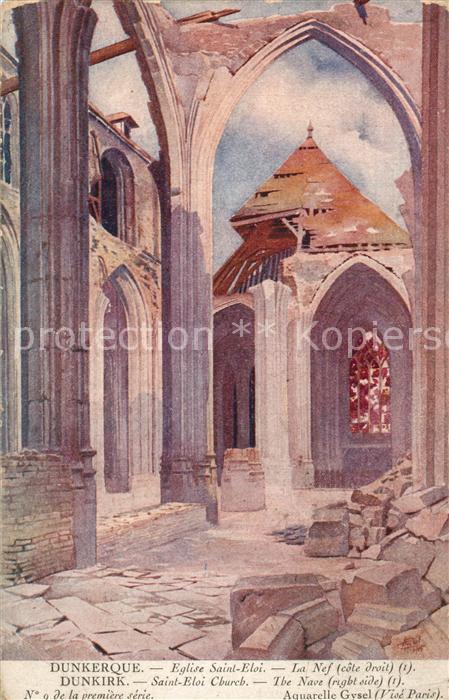 Duenkirchen Dunkerque Eglise Saint Eloi La Nef Aquarelle Gysel Kuenstlerkarte