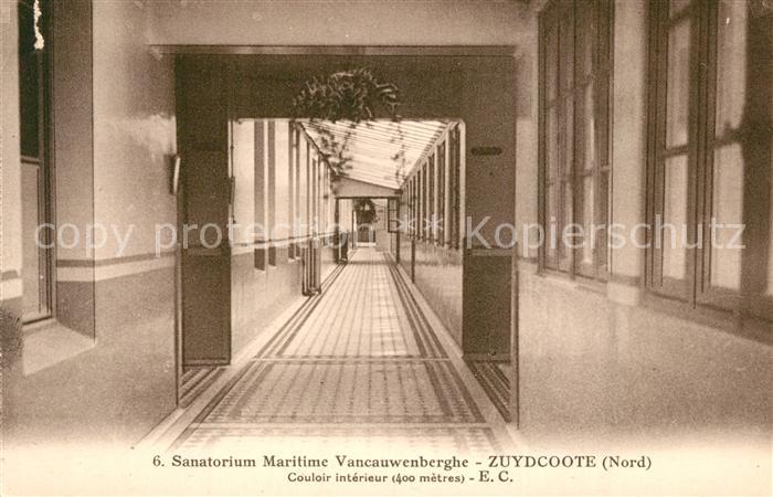Zuydcoote Sanatorium Maritime Vancauwenberghe Couloir intérieur