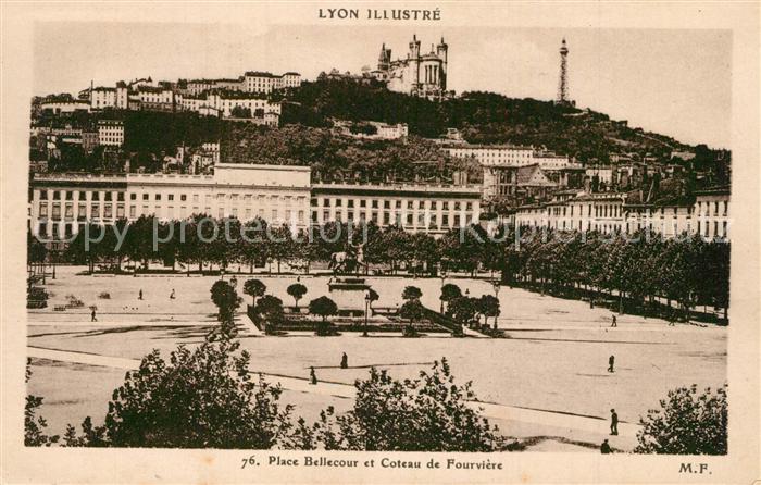 Lyon France Place Bellecour et Coteau de Fourviere