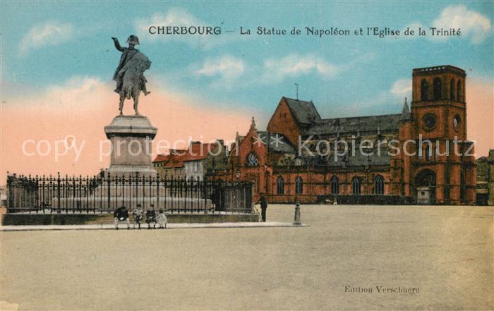 Cherbourg Statue de Napoleon et L Eglise de la Trinit