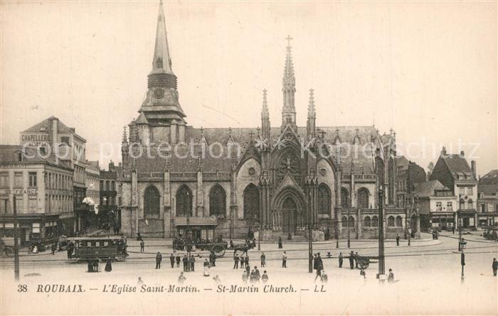 Roubaix Eglsie Saint martin Strassenbahn