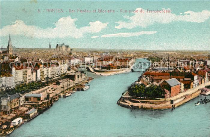 Nantes Loire Atlantique Iles Feydau et Gloriette Vue prise du Transbordeur
