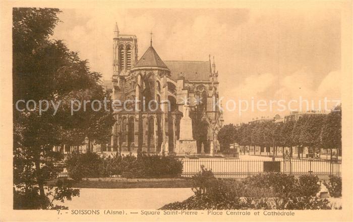 Soissons Aisne Square Saint Pierre Place Centrale et Cathedrale