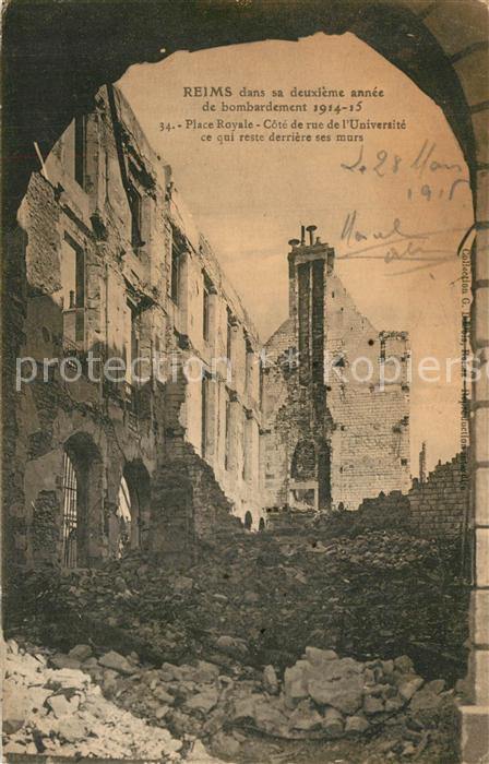 Reims Champagne Ardenne dans sa deuxieme annee de bombardement 1914-15 Place Roy