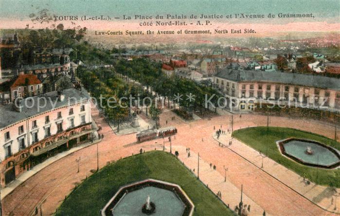 Tours Indre-et-Loire La Place du Palais de Justice et l’Avenue de Grammont cote