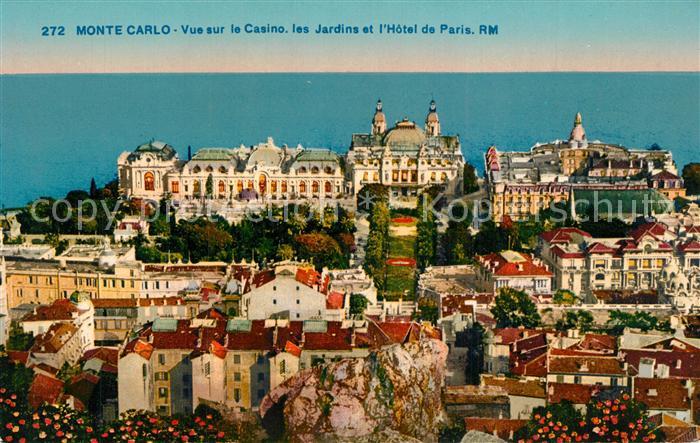 Monte-Carlo Vue sur le Casino les Jardins et l’Hotel de Paris