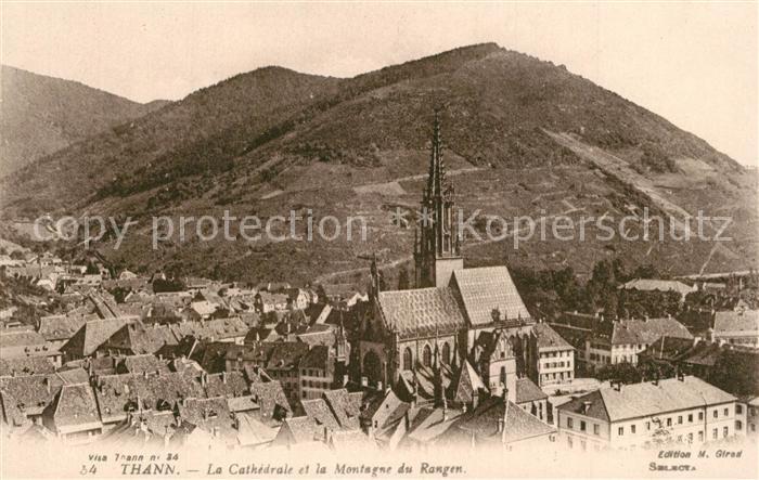 Thann Haut Rhin Elsass La Cathedrale et la Montagne du Rangen
