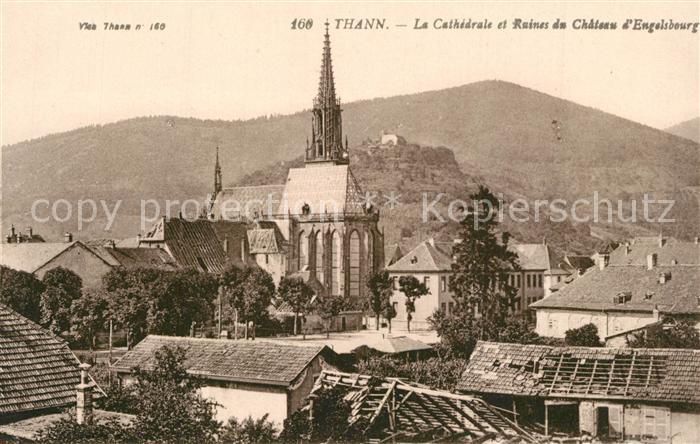 Thann Haut Rhin Elsass La Cathedrale et Ruines du Chateau d Engelsbourg