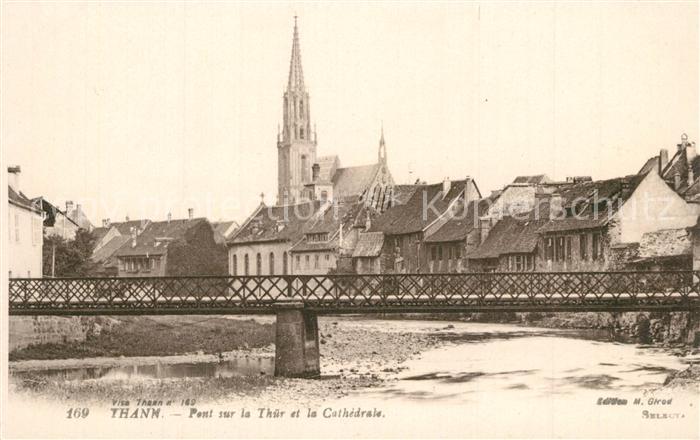 Thann Haut Rhin Elsass Pont sur la Thur et la Cathedrale