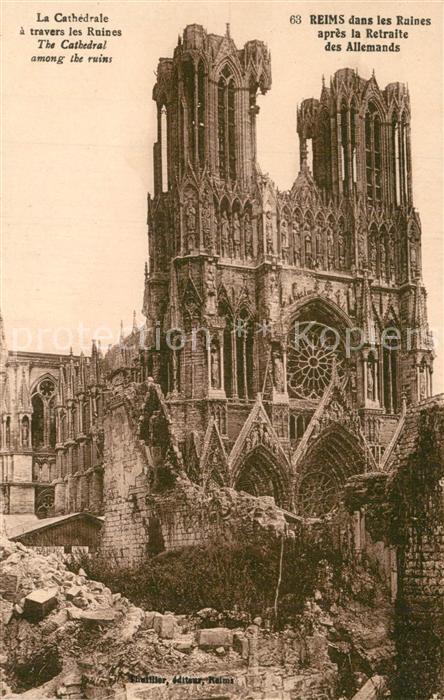 Reims Champagne Ardenne La Cathedrale dans les Ruines apres Retraite des Alleman