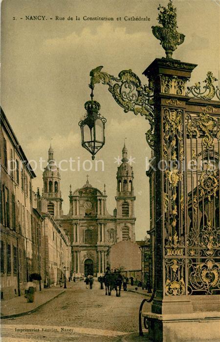 Nancy Lothringen Rue de la Constitution et Cathedrale