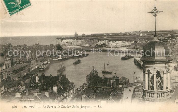 Dieppe 76 Le Port et le Clocher Saint Jacques
