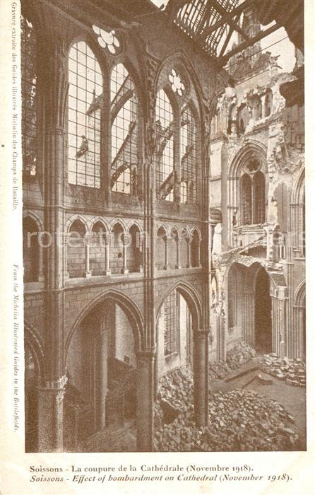 Soissons Aisne La coupure de la Cathedrale Nov 1918