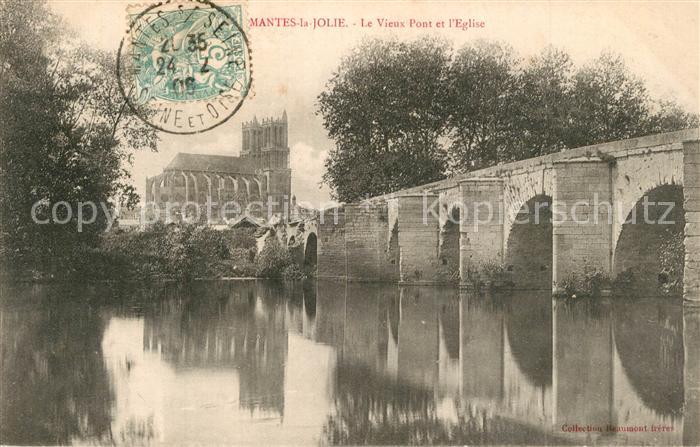 Mantes-la-Jolie Le Vieux Pont et l'Eglise