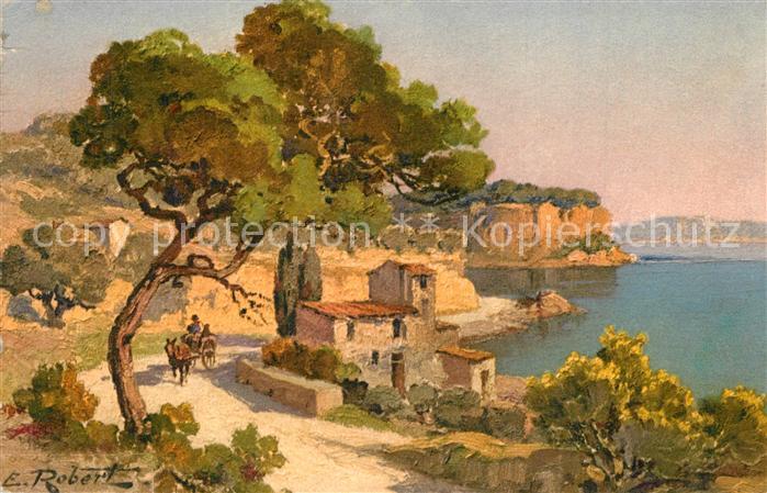 Istres Bouches du Rhone Am Ufer Künstlerkarte