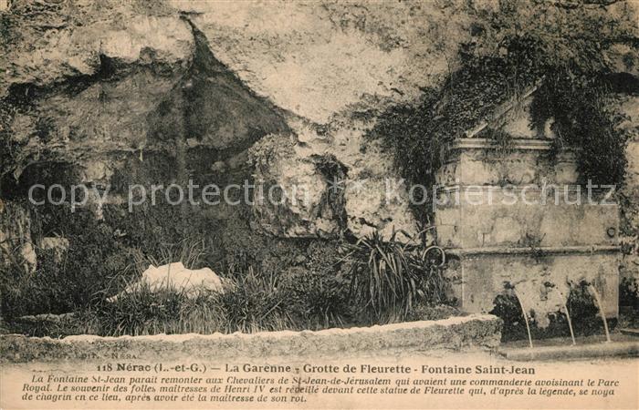 Nerac La Garenne Grotte de Fleurette Fontaine