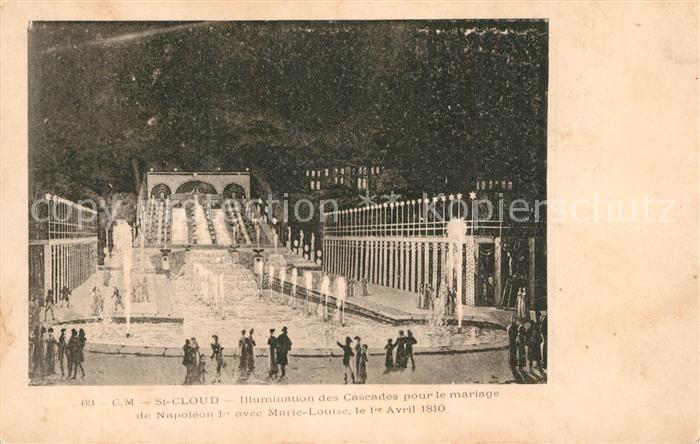 Saint-Cloud Paris Illumination des Cascades pour le mariage de Napoléon avec Mar
