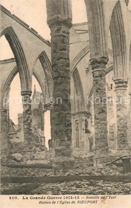 NIEUPORT Nieuwpoort West-Vlaanderen Belgie Bataille de l'Yser Ruines de l'Eglise