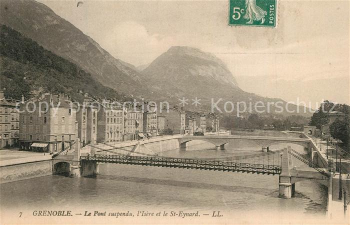 Grenoble Pont suspendu Isère et Mont Saint Eynard