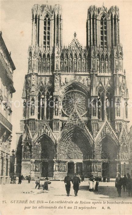 Reims Champagne Ardenne Cathedrale après le bombardement Grande Guerre 1. Weltkr
